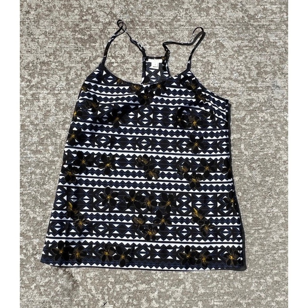 J.Crew Top Racerback Cami Tank Factory Floral Appliqué Geometric Y2K Boho Resort